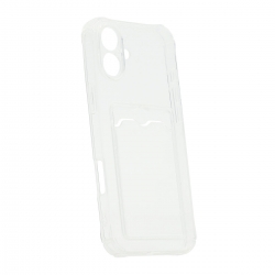 Чехол силиконовый с визитницей для iPhone 16, прозрачный