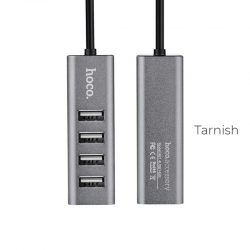 HUB-USB 2.0 HOCO HB1 4 порта, серый HUB-USB 2.0 HOCO HB1 4 порта, серый