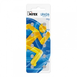 Батарейка для часов Mirex LR626 (1.5v, алкалиновая) упаковка 10 шт. Батарейка для часов Mirex LR626 (1.5v, алкалиновая) упаковка 10 шт.