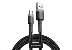 USB кабель micro USB BASEUS Cafule (2.4А) 1 м, черно-серый USB кабель micro USB BASEUS Cafule (2.4А) 1 м, черно-серый