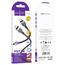 USB-C кабель HOCO X109 Type-C - Lightning 3А, PD 27W (200см), силиконовый, черный