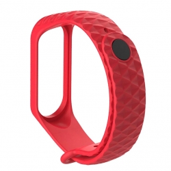 Ремешок силиконовый для Mi Band 3/ 4 рельефный, красный Ремешок силиконовый для Mi Band 3/ 4 рельефный, красный