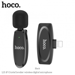 Микрофон петличный беспроводной HOCO L15 (Lightning), черный