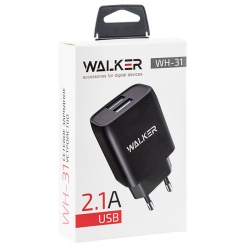 Сетевой адаптер WALKER WH-31, 2.1А, 10,5Вт, USB + 2, черный