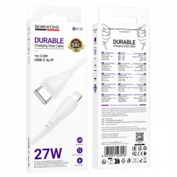 USB-C кабель BOROFONE BX121 Certain PD Type-C to Lightning PD 27W (100см., силикон), белый
