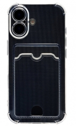 Чехол силиконовый с визитницей для iPhone 17, прозрачный