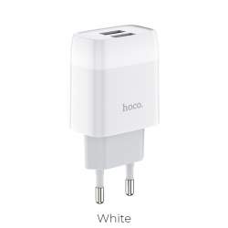Сетевой адаптер HOCO C73A 2USB (2.4A), белый Сетевой адаптер HOCO C73A 2USB (2.4A), белый