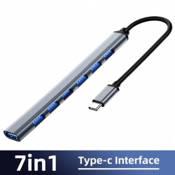 HUB USB- C 3.0 7 in 1 (7 ports USB) серый HUB USB- C 3.0 7 in 1 (7 ports USB) серый