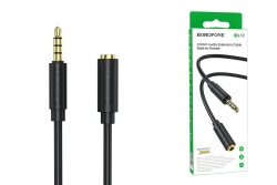 Кабель AUX джек 3,5 выход/3,5 вход BOROFONE BL12 (100см) удлинитель, черный Кабель AUX джек 3,5 выход/3,5 вход BOROFONE BL12 (100см) удлинитель, черный