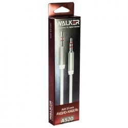 Кабель аудио AUX 3,5 WALKER WCA-520 в тканевой обмотке (нейлон) (300см), серый