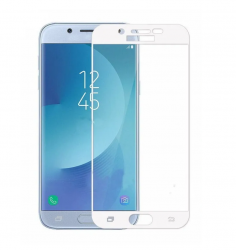 Защитное стекло Samsung J7 2018 полное покрытие, белое (тех упаковка)
