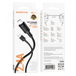 USB кабель micro BOROFONE BX111 silicone (100см. 2.4A), черный