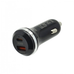 Автомобильный адаптер USB + USB-C 48W (PD30W/QC18W) P28 цвет черный Автомобильный адаптер USB + USB-C 48W (PD30W/QC18W) P28 цвет черный