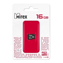 Карта памяти MicroSDHC Mirex 16 GB класс 10 (UHS-I, U1, class 10)