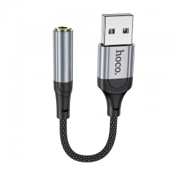 Аудио адаптер переходник для наушников с USB на Jack 3.5 HOCO LS36 12см черный Аудио адаптер переходник для наушников с USB на Jack 3.5 HOCO LS36 12см черный
