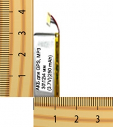 АКБ универсальная на проводах 30/ 12/ 4 мм (3.7V, 250 mAh)