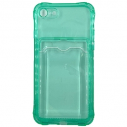 Чехол силиконовый с кармашком iPhone 7/ 8/ SE 2 прозрачный, мятный Чехол силиконовый с кармашком iPhone 7/ 8/ SE 2 прозрачный, мятный