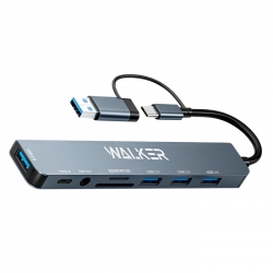 Разветвитель USB WALKER WHUB-53, 8в1, серый Разветвитель USB WALKER WHUB-53, 8в1, серый