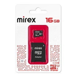 Карта памяти MicroSDHC Mirex 16 GB класс 10 (UHS-I, U1, class 10) с адаптером Карта памяти MicroSDHC Mirex 16 GB класс 10 (UHS-I, U1, class 10) с адаптером