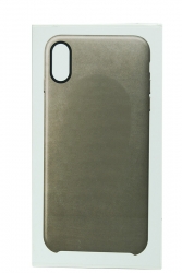 Чехол кожаный оригинал iPhone XS Max, серый