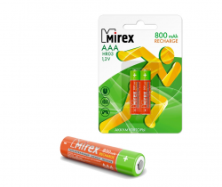 Аккумулятор Ni-MH Mirex HR3 / AAA 800mAh 1,2V 2 шт (2/20/100) (цена за упаковку 2шт) Аккумулятор Ni-MH Mirex HR3 / AAA 800mAh 1,2V 2 шт (2/20/100) (цена за упаковку 2шт)