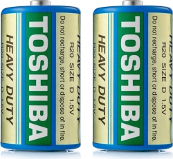 Батарейка Toshiba R20/2SH (1,5v, солевая) упаковка пленка 2 шт