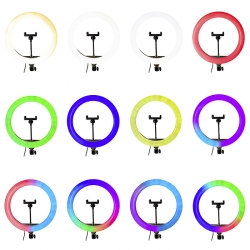 Кольцевая лампа (33см) c дepжaтeлем для cмapтфoнa WALKER WLR-3350R, RGB мультицвет (без штатива)