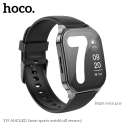 Смарт часы HOCO Y19 Amoled Smart sports watch, (call version) яркий металлический серый Смарт часы HOCO Y19 Amoled Smart sports watch, (call version) яркий металлический серый