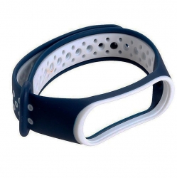 Ремешок силиконовый для Mi Band 5/ 6, голубой-белый