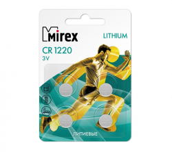 Батарейка Mirex CR1220 (3V, литиевая) 4шт Батарейка Mirex CR1220 (3V, литиевая) 4шт