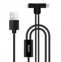 USB кабель Lightning HOCO X12 (2 в 1) Lightning+ micro USB (120см. 2.4A) (магнитные наконечники)