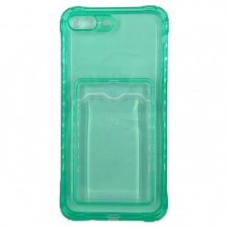 Чехол силиконовый с кармашком iPhone 7 Plus/ 8 Plus прозрачный, мятный