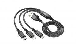 USB кабель HOCO X76 3 в 1 Super charging (Micro - Lightning - Type-C) (100см. 2.0A), черный USB кабель HOCO X76 3 в 1 Super charging (Micro - Lightning - Type-C) (100см. 2.0A), черный