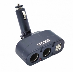 Разветвитель розетки автоприкуривателя TDS TS-CAU18 (2 гнезда, 2USB) черный Разветвитель розетки автоприкуривателя TDS TS-CAU18 (2 гнезда, 2USB) черный