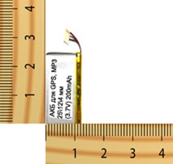 АКБ универсальная на проводах 25/ 15/ 4 мм (3.7V) 200mAh