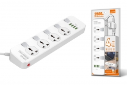 Сетевой фильтр LDNIO SC4408 (2 м, 4 розетки, 4 USB), белый Сетевой фильтр LDNIO SC4408 (2 м, 4 розетки, 4 USB), белый