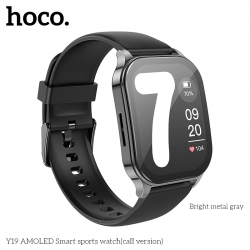 Смарт часы HOCO Y19 Amoled Smart sports watch, (call version) яркий металлический серый