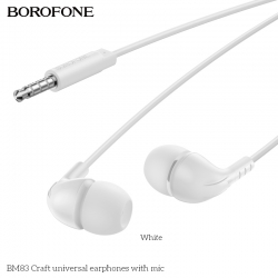 Наушники проводные BOROFONE BM83 Craft universal earphones 3.5mm, белые Наушники проводные BOROFONE BM83 Craft universal earphones 3.5mm, белые