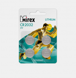 Батарейка Mirex CR2032 (3V, литиевая) упаковка 4шт Батарейка Mirex CR2032 (3V, литиевая) упаковка 4шт