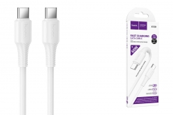 USB-C кабель HOCO X120 Beneficio Type-С to Type-С PD 60W (3A, 1м), нейлон, белый USB-C кабель HOCO X120 Beneficio Type-С to Type-С PD 60W (3A, 1м), нейлон, белый