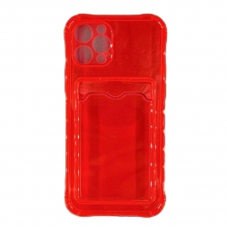 Чехол силиконовый с визитницей iPhone 12/ 12 Pro, розовый