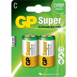 Батарейка GP LR14/2BL Super (1,5v, алкалиновая) упаковка 2 шт Батарейка GP LR14/2BL Super (1,5v, алкалиновая) упаковка 2 шт