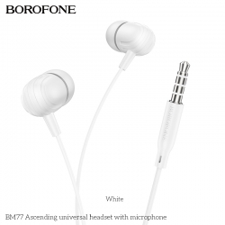 Наушники проводные BOROFONE BM77 Ascendingc universal earphones 3.5mm, белые