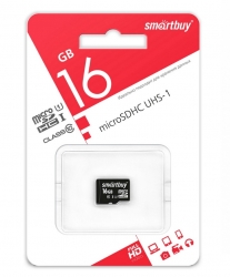 Карта памяти MicroSDHC Smartbuy 16 GB класс 10 (UHS-I, U1, class 10)