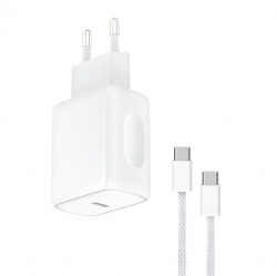 Сетевой адаптер WALKER WH-39, 3A, 25W, USB-C, PD + кабель Type-C, белый
