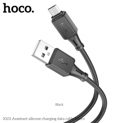 USB кабель micro USB HOCO X101 Assistant silicone (100см, 2,4A), черный USB кабель micro USB HOCO X101 Assistant silicone (100см, 2,4A), черный