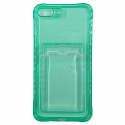Чехол силиконовый с кармашком iPhone 7 Plus/ 8 Plus прозрачный, мятный