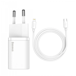 Сетевой адаптер Baseus Super Si 1C 20W + кабель Lightning 1м, белый