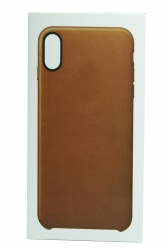 Чехол кожаный оригинал iPhone XS Max, коричневый