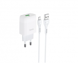Сетевой адаптер HOCO C72Q USB (2.4A) QC3.0 / 18W с кабелем Micro, белый Сетевой адаптер HOCO C72Q USB (2.4A) QC3.0 / 18W с кабелем Micro, белый